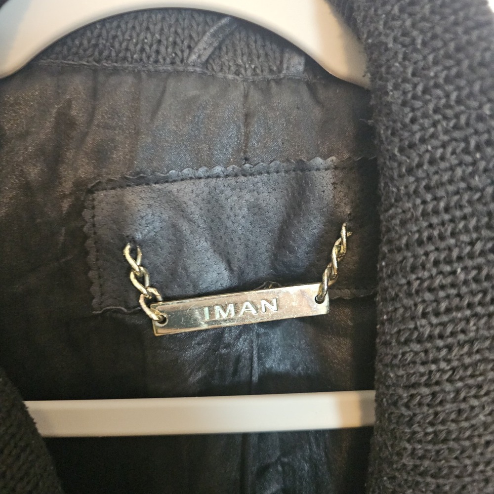 IMAN Moto Style Black Leather Jacket, Gold Accents, Pockets, XL-XXL Gothcore - Picture 5 of 12